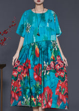 Load image into Gallery viewer, Organic Blue Oversized Print Cotton Maxi Dress Summer