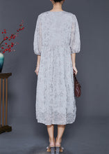 Load image into Gallery viewer, Organic Grey Embroidered Silk Long Dress Summer