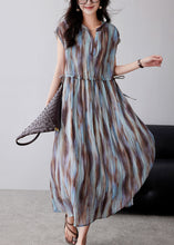 Load image into Gallery viewer, Organic Khaki Cinched Tie Dye Chiffon Maxi Dresses Summer