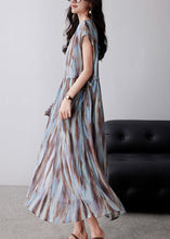 Load image into Gallery viewer, Organic Khaki Cinched Tie Dye Chiffon Maxi Dresses Summer