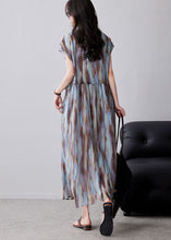 Load image into Gallery viewer, Organic Khaki Cinched Tie Dye Chiffon Maxi Dresses Summer