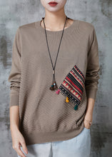 Load image into Gallery viewer, Organic Khaki Oversized Patchwork Knit Sweaters Spring