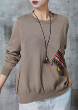 Load image into Gallery viewer, Organic Khaki Oversized Patchwork Knit Sweaters Spring