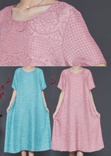 Load image into Gallery viewer, Organic Lake Blue Oversized Jacquard Cotton Holiday Dress Summer