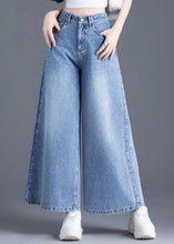 Load image into Gallery viewer, Organic Light Blue Pockets Denim Wide Leg Pants Summer