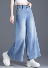 Load image into Gallery viewer, Organic Light Blue Pockets Denim Wide Leg Pants Summer