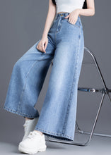 Load image into Gallery viewer, Organic Light Blue Pockets Denim Wide Leg Pants Summer