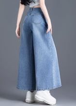 Load image into Gallery viewer, Organic Light Blue Pockets Denim Wide Leg Pants Summer