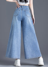 Load image into Gallery viewer, Organic Light Blue Pockets Denim Wide Leg Pants Summer