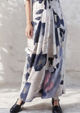 Load image into Gallery viewer, Organic O Neck Print Wrinkled Silk Long Dress Summer