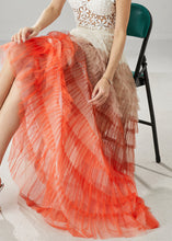 Load image into Gallery viewer, Organic Orange Ruffled Patchwork Tulle Skirts Summer