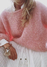 Load image into Gallery viewer, Organic Pink O-Neck Solid Ma Hai Mao Cotton Knitted Sweaters Tops Fall