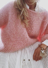 Load image into Gallery viewer, Organic Pink O-Neck Solid Ma Hai Mao Cotton Knitted Sweaters Tops Fall