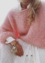 Load image into Gallery viewer, Organic Pink O-Neck Solid Ma Hai Mao Cotton Knitted Sweaters Tops Fall