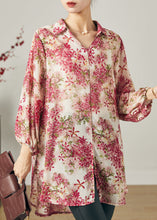 Load image into Gallery viewer, Organic Pink Oversized Print Chiffon Blouse Top Summer