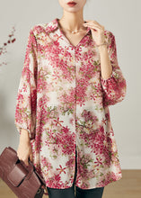 Load image into Gallery viewer, Organic Pink Oversized Print Chiffon Blouse Top Summer