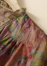 Load image into Gallery viewer, Organic Purple Print Ruffled Patchwork Linen Tops Summer