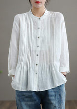 Load image into Gallery viewer, Organic White Linen Shirt Tunics Women Ramie Blouse