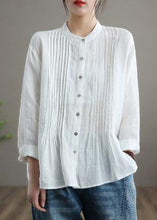 Load image into Gallery viewer, Organic White Linen Shirt Tunics Women Ramie Blouse