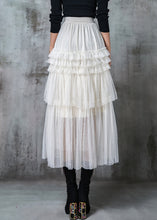 Load image into Gallery viewer, Organic White Layered Tulle Beach Skirt Summer