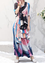 Load image into Gallery viewer, Original Colorblock Print Wrinkled Silk Long Dress Half Sleeve