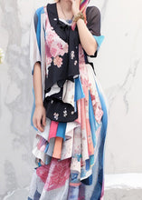 Load image into Gallery viewer, Original Colorblock Print Wrinkled Silk Long Dress Half Sleeve