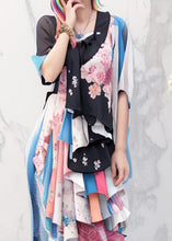 Load image into Gallery viewer, Original Colorblock Print Wrinkled Silk Long Dress Half Sleeve