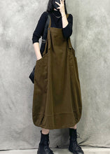 Load image into Gallery viewer, Original Design Coffee Pockets Spaghetti Strap Dress Spring Summer