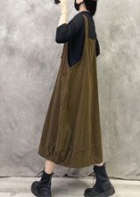 Load image into Gallery viewer, Original Design Coffee Pockets Spaghetti Strap Dress Spring Summer