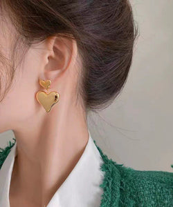 Original Design Gold Alloy Love Drop Earrings