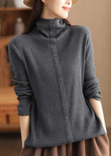 Load image into Gallery viewer, Original Design Grey Hign Neck Warm Woolen Sweater Fall