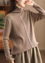 Load image into Gallery viewer, Original Design Grey Hign Neck Warm Woolen Sweater Fall