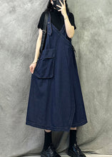 Load image into Gallery viewer, Original Design Navy Patchwork Denim Spaghetti Strap Dresses Spring