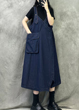 Load image into Gallery viewer, Original Design Navy Patchwork Denim Spaghetti Strap Dresses Spring