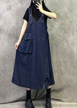 Load image into Gallery viewer, Original Design Navy Patchwork Denim Spaghetti Strap Dresses Spring