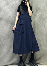 Load image into Gallery viewer, Original Design Navy Patchwork Denim Spaghetti Strap Dresses Spring