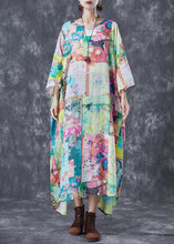 Load image into Gallery viewer, Original Design Oversized Print Linen Maxi Dresses Bracelet Sleeve