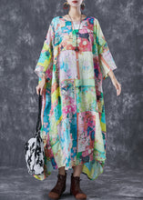 Load image into Gallery viewer, Original Design Oversized Print Linen Maxi Dresses Bracelet Sleeve