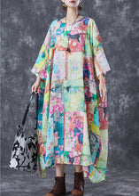 Load image into Gallery viewer, Original Design Oversized Print Linen Maxi Dresses Bracelet Sleeve