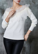 Load image into Gallery viewer, Original Design White Tulle Patchwork Cotton Shirts Spring