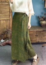 Load image into Gallery viewer, Original Green Linen Printed One Piece Strappy Long Skirt Summer