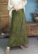 Load image into Gallery viewer, Original Green Linen Printed One Piece Strappy Long Skirt Summer