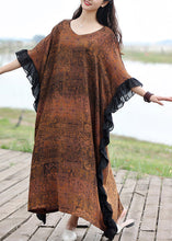 Load image into Gallery viewer, Original Plus Size O-Neck Ruffled Print Cotton Dresses Half Sleeve