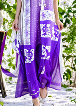 Load image into Gallery viewer, Original Purple Button Print Patchwork Silk Dress Half Sleeve