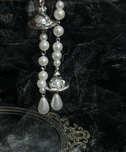 Load image into Gallery viewer, Original Silk Sterling Silver Pearl Asymmetric Saturn Drop Earrings