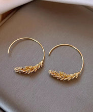 Load image into Gallery viewer, Oversize Gold Metal Overgild Wheat Ear Circle Hoop Earrings