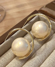 Load image into Gallery viewer, Oversize Gold Overgild Pearl Hoop Earrings