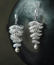 Load image into Gallery viewer, Oversize Silk Sterling Silver Pearl Tree Drop Earrings