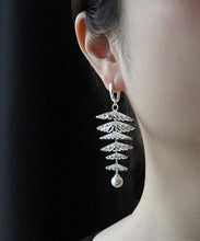 Load image into Gallery viewer, Oversize Silk Sterling Silver Pearl Tree Drop Earrings