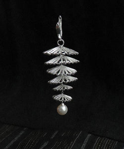 Oversize Silk Sterling Silver Pearl Tree Drop Earrings